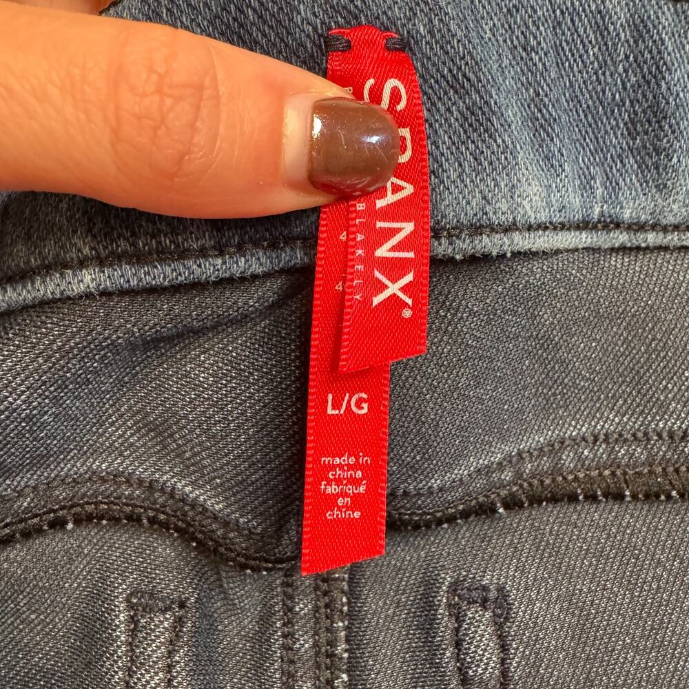 SPANX Dark Wash Pull On Slim High Rise Skinny Ankle Jegging Jeans Women's Large - Picture 2 of 7
